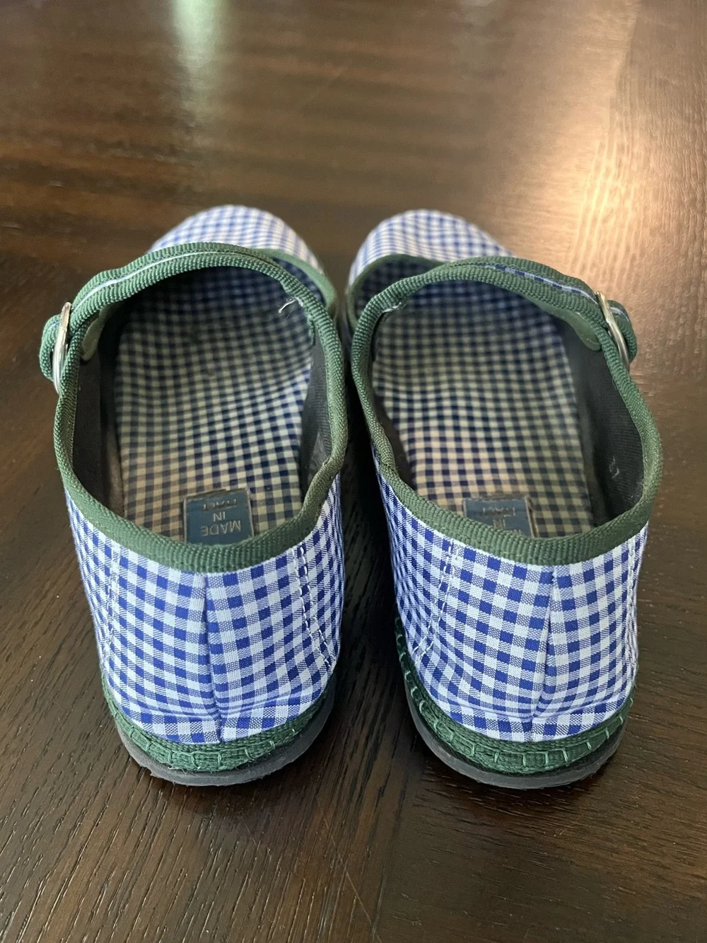 SantM Mary Jane Furlane Flats Navy Gingham Size 37 / US 7